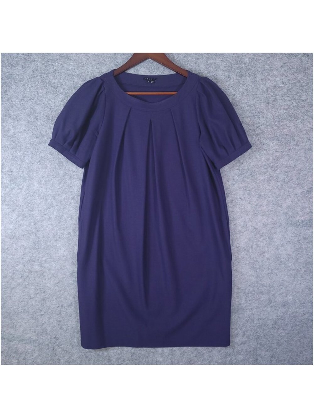 Theory Becca W Dress Wool Womens Small Purple Puff Sleeve Pleated Shift Mini